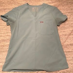 Figs one pocket scrub top in Seaglass